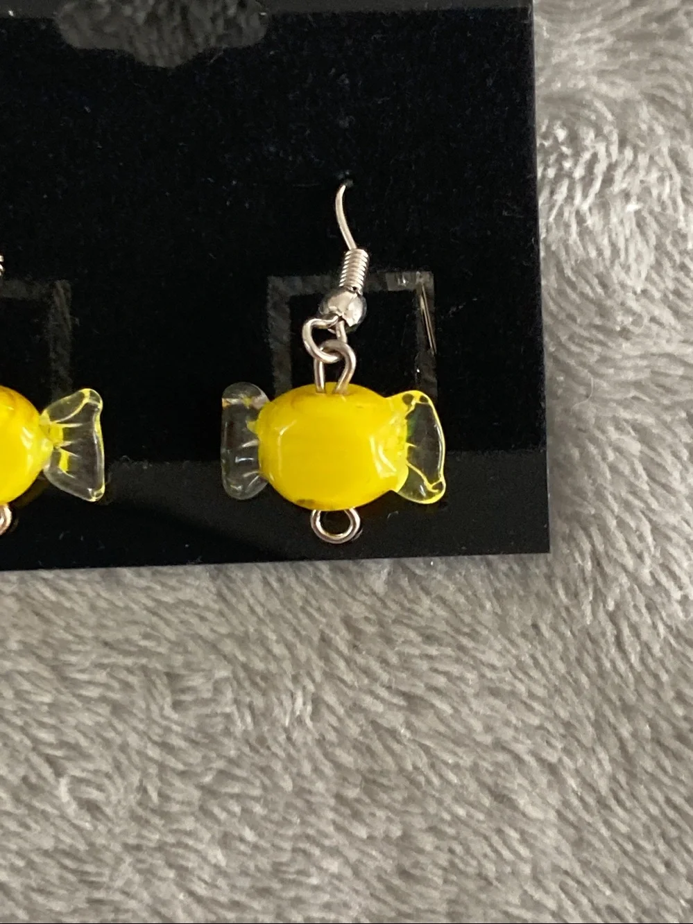 Yellow glass candy beaded earrings